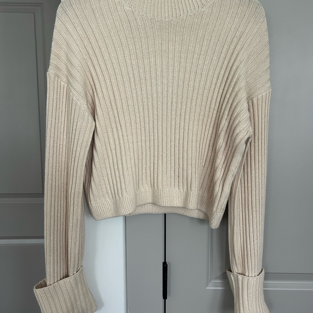Everlane Cream Ribbed Turtleneck Sweater